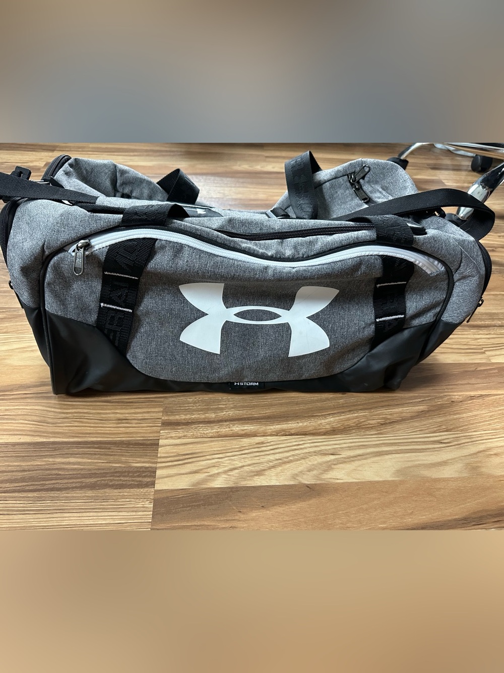 Under Armour Gray Duffel Bag with White Logo